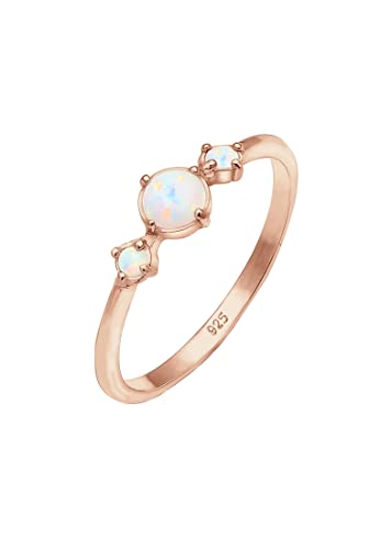 Elli Ring Damen Band Geo Vintage Trend mit Synthetischem Opal in 925 Sterling Silber von Elli