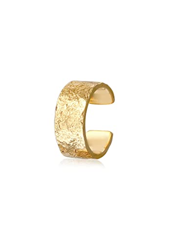 Elli Earcuff Silber 925 Vergoldet 24K Ohrmanschette Damen Ohrringe für Frauen Ohrklemme Gold Gehämmert Durchmesser 10mm Helix 0305451222 von Elli