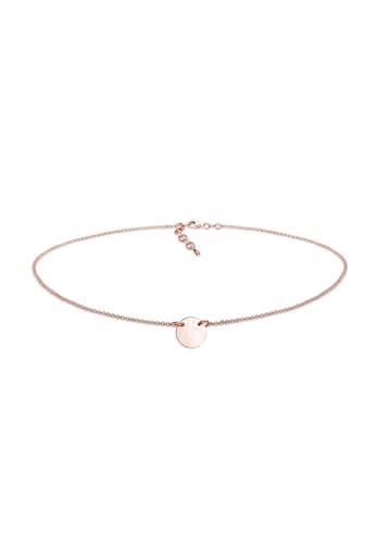 Elli Halskette Damen Choker Geo Plättchen matt schlicht in 925 Sterling Silber rosé vergoldet von Elli
