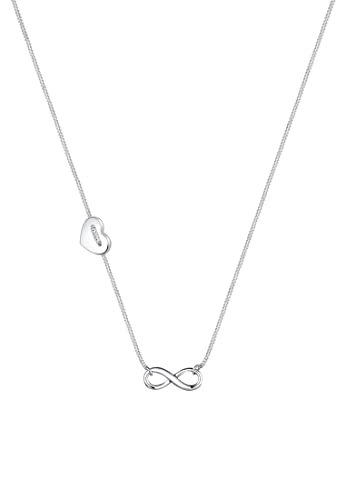 Elli Halskette Silber 925 Herz Infinity Zeichen Anhänger Kette Damen Schmuck Geschenke für Frauen Mädchen Mama Freundin, Silberkette Länge 45 cm von Elli