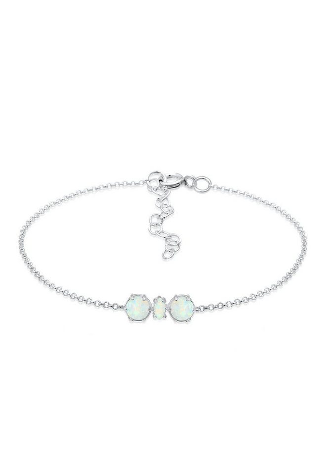 Elli Armband Armkettchen Synthetischer Opal Trend 925 Silber von Elli