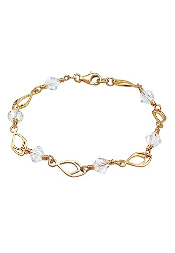 Elli Armband Damen Feder mit Kristalle Trendig in 925 Sterling Silber vergoldet von Elli