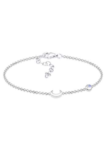 Elli Armband Damen Halbmond Stern Filigran mit Mondstein in 925 Sterling Silber Vergoldet von Elli