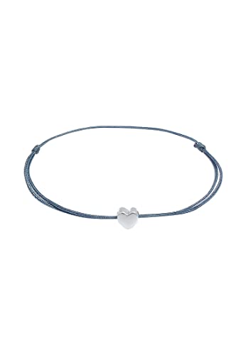 Elli Armband Damen Herz Anhänger Elastisch Basic mit Nylon Blau in 925 Sterling Silber von Elli