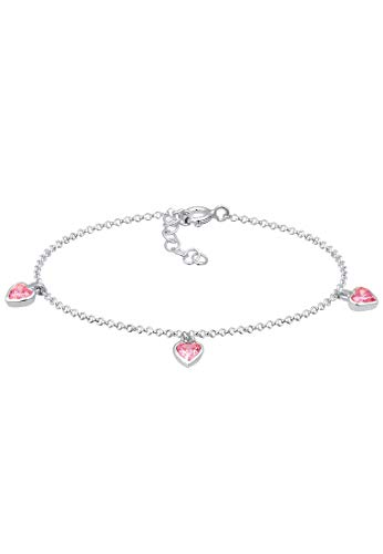 Elli Armband Damen Kinder Herzen Rosa Zirkonia Erbskette in 925 Sterling Silber von Elli