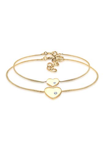 Elli Armband Damen Set Herz Anhänger Mutter Kind mit Kristallen in 925 Sterling Silber von Elli