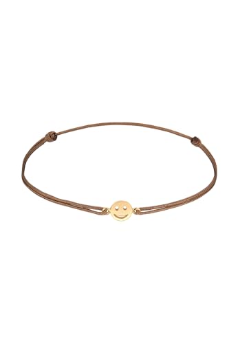Elli Armband Damen Smiling Face Symbol mit Nylon Rot in 925 Sterling Silber vergoldet von Elli