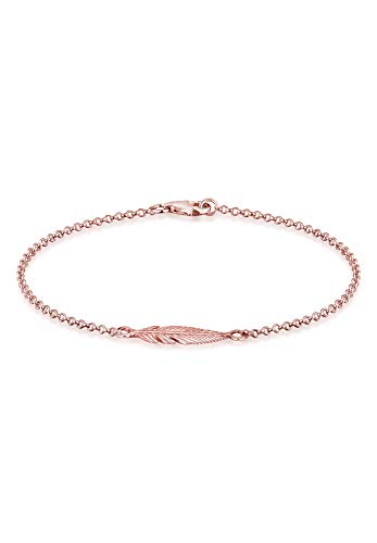 Elli Armband Damen Feder Trend Symbol Filigran in 925 Sterling Silber Rosé vergoldet von Elli