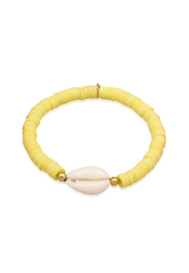 Elli Armband Heishi Perlen Bunt Kauri Muschel 925 Silb, Heishi Beads von Elli