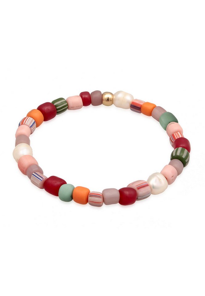 Elli Armband Glas Beads Bunt Süßwasserperlen 925 Silber, Kugel von Elli