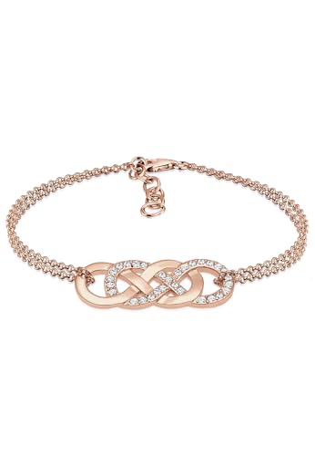 Elli Armband Damen Infinity Liebe mit Kristalle in 925 Sterling Silber Rosé vergoldet von Elli