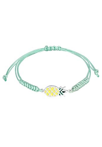 Elli Armband Kinder Ananas Bunt Sommer Nylon Blau Verstellbar in 925 Sterling Silber von Elli