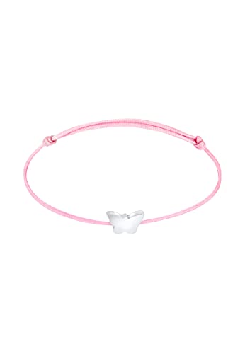 Elli Armband Kinder Schmetterling Rosa Verstellbar Nylon Band in 925 Sterling Silber von Elli