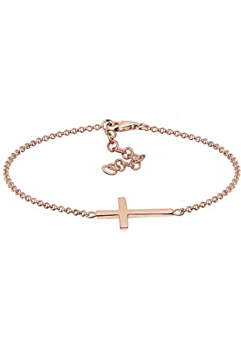 Elli Armband Damen Kreuz Glaube in 925 Sterling Silber rosévergoldet von Elli