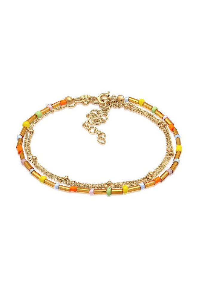 Elli Armband Layer Kugel Glas Beads Bunt 2er Set 925er Silber (kein Set, 1-tlg) von Elli