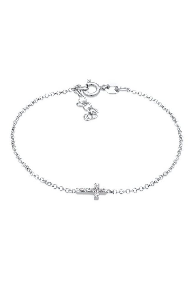 Elli Armband Mädchen Kreuz Zirkonia Symbol 925 Silber, Kreuz von Elli