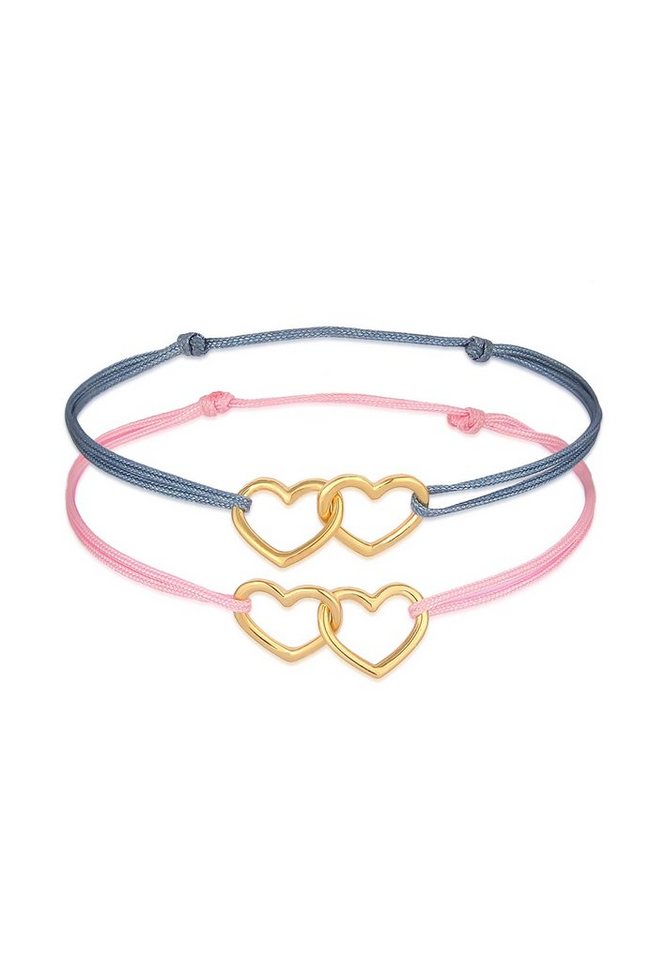 Elli Armband Set Kinder Herzen Nylon Bändchen 2er Set 925 Silber, Herz von Elli