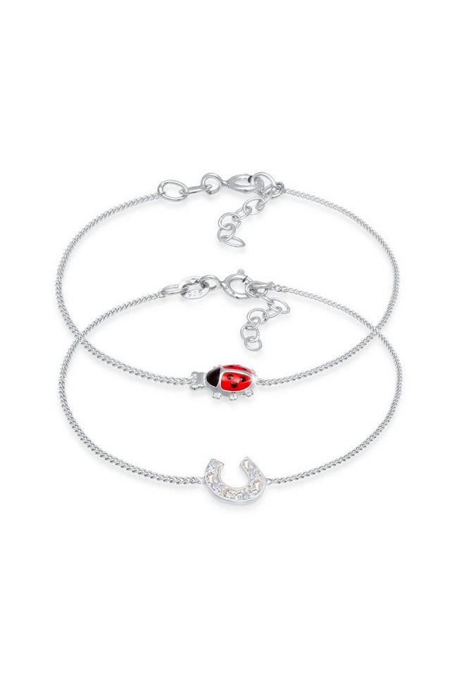 Elli Armband Set Kinder Marienkäfer Hufeisen Glück (2 tlg) 925 Sterling Silber von Elli