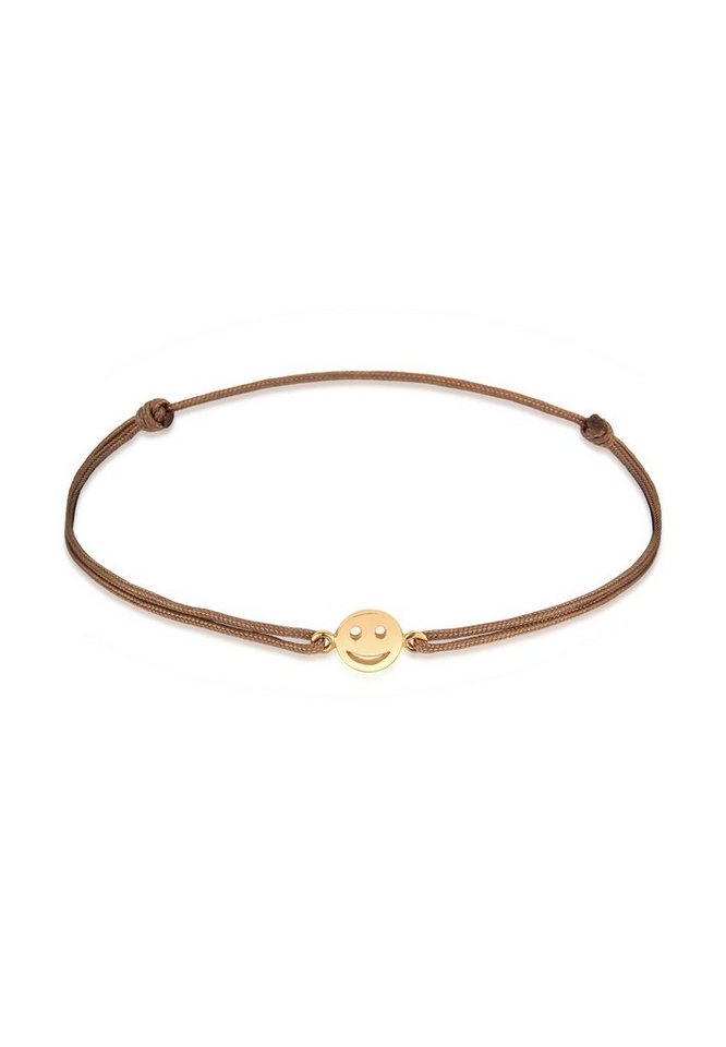 Elli Armband mit Smile Face Textil 925 Silber vergoldet (kein Set, 1-tlg), mit Smiling Face von Elli