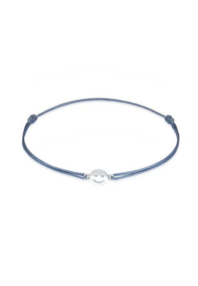Elli Armband mit Smile Face Textil 925 Silber vergoldet, mit Smiling Face von Elli