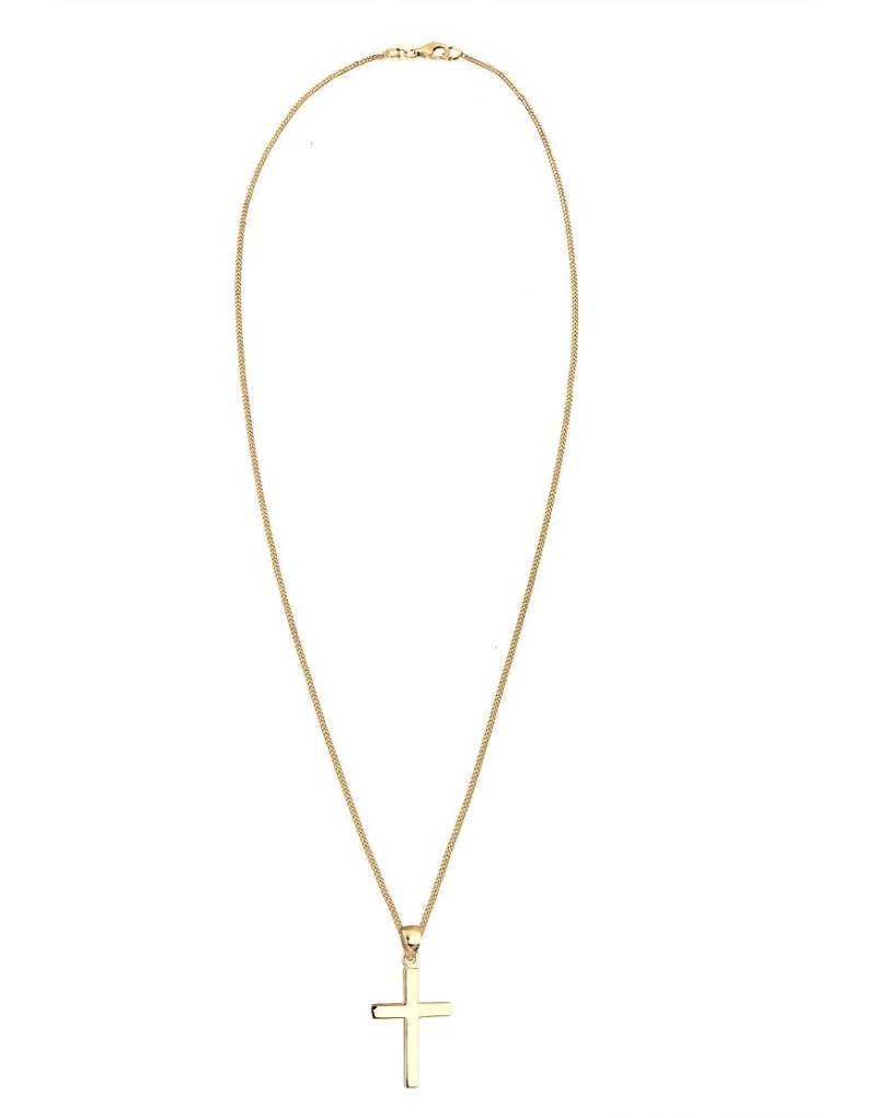 Elli - Basic-Damenhalskette aus 925er-Sterlingsilber in Goldoptik mit Kreuzanhänger-Goldfarben von Elli