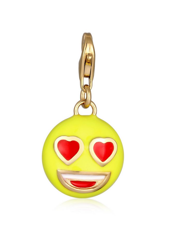 Elli Charm-Einhänger Anhänger Smiling Face Herz Emoji 925 Sterling Silber von Elli