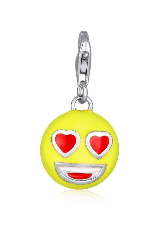 Elli Charm-Einhänger Anhänger Smiling Face Herz Emoji 925 Sterling Silber von Elli
