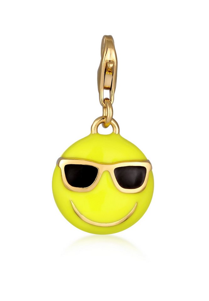 Elli Charm-Einhänger Emoji Smiling Face Cool Emoji 925 Sterling Silber von Elli