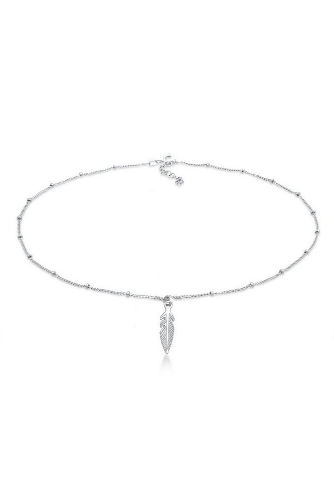Elli Choker Basic Choker Kugelkette Feder Boho 925 Silber von Elli