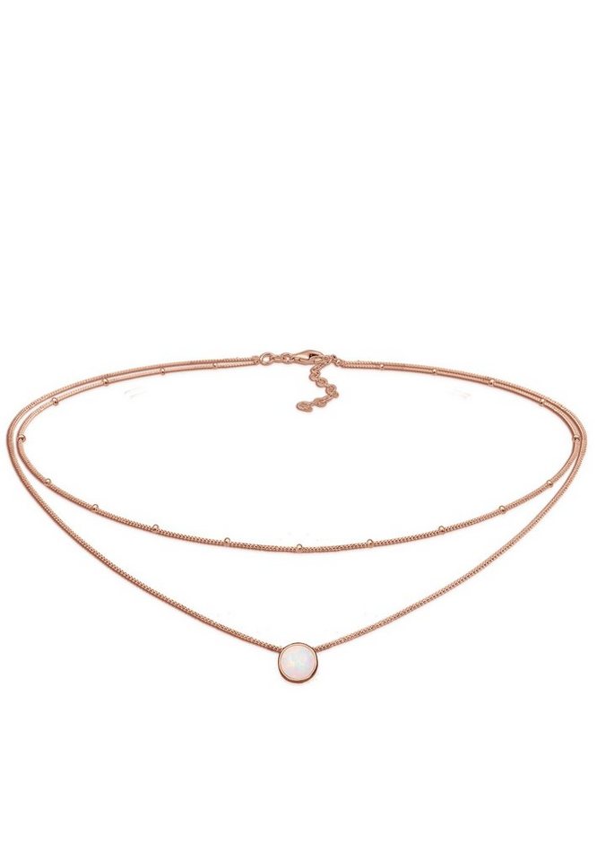 Elli Choker Choker Layer Opal Kugelkette 925 Silber von Elli