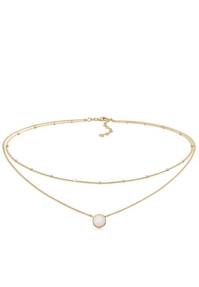 Elli Choker Choker Layer Opal Kugelkette 925 Silber von Elli