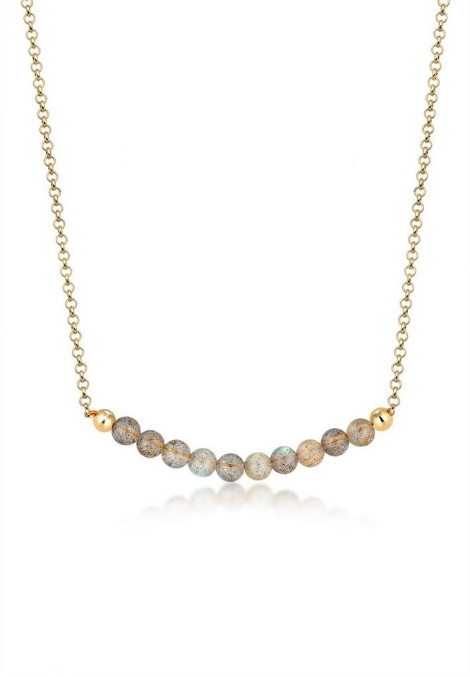 Elli Collierkettchen Labradorit Grau 925 Sterling Silber vergoldet von Elli