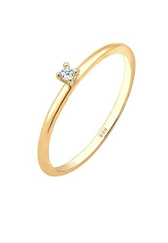 Elli DIAMONDS Ring Women Engagement Solitaire with Diamond (0.015 ct.) in 585 Yellow Gold von Elli