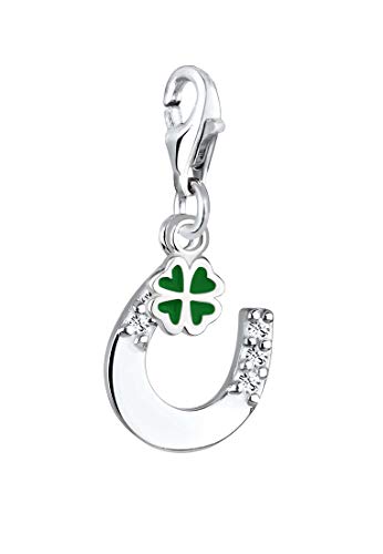 Elli Charm Damen Hufeisen Kleeblatt Kristalle in 925 Sterling Silber von Elli