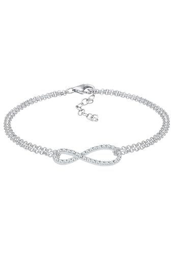 Elli Armband Damen Infinity Symbol endlos filigran mit Kristallen in 925 Sterling Silber von Elli