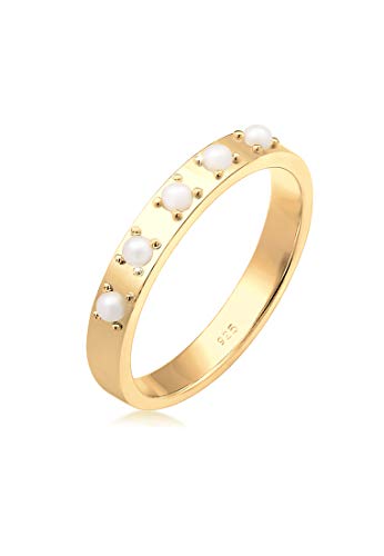 Elli Ring Damen Elegant Schlicht mit Synthetische Perlen aus 925 Sterling Silber von Elli