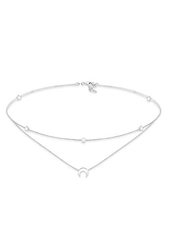 Elli Halskette Damen Choker Layer Astro Halbmond Sterne in 925 Sterling Silber von Elli