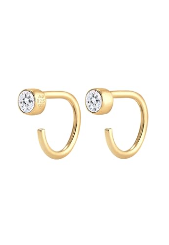 Elli Ohrringe Damen Creole Geo mit Kristalle in 925 Sterling Silber vergoldet von Elli