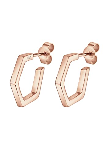 Elli Ohrringe Damen Hexagon Creolen im Geo Minimal Look in 925 Sterling Silber Rosé vergoldet von Elli