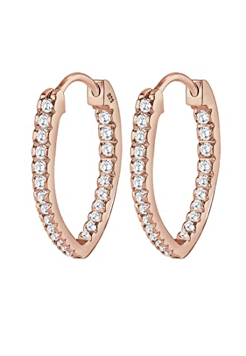 Elli Ohrringe Damen Oval Creolen mit Zirkonia in 925 Sterling Silber rosé vergoldet von Elli