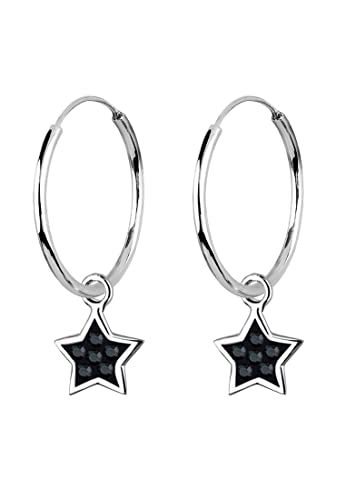 Elli Ohrringe Damen Stern Creolen mit Kristallen in 925 Sterling Silber von Elli