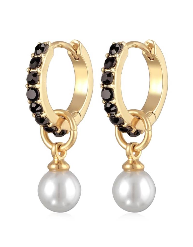 Elli - Damen-Creolen in Goldoptik mit Glasperlenanhänger und Kristallsteinen-Goldfarben von Elli