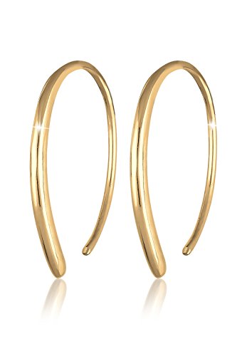Elli Creolen Silber 925 Vergoldet 24K Frauen Kreolen Damen Ohrringe Gold Farbe Offen Oval Durchmesser 15-23mm Hoops 0312951117 von Elli