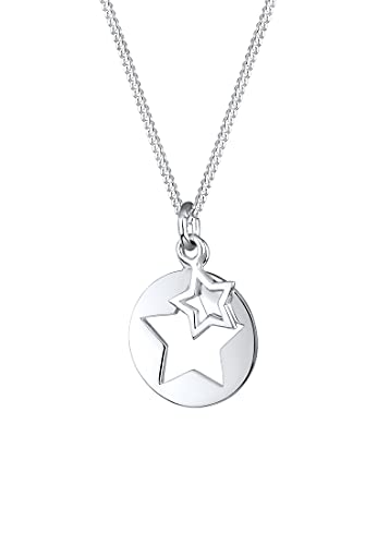 Elli Damen Echtschmuck Halskette mit Stern Cut-out Astro Trend in 925er Sterling Silber 45 cm Länge von Elli