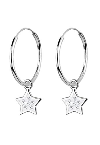 Elli Ohrringe Damen Stern Creolen mit Kristallen in 925 Sterling Silber von Elli