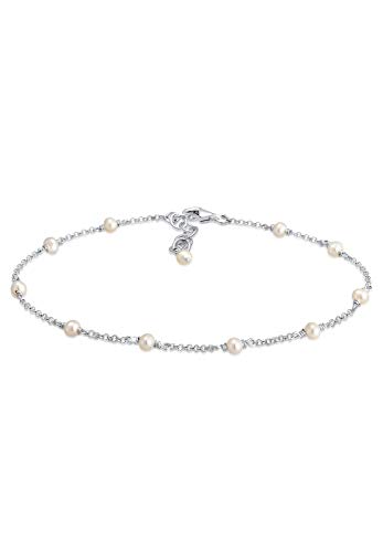 Elli Fußschmuck Damen Fußkettchen Elegant mit Süßwasserperlen in 925 Sterling Silber von Elli