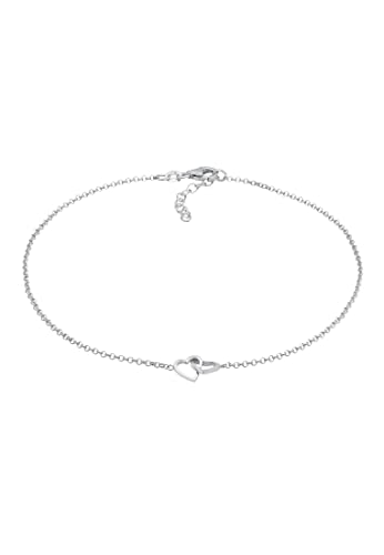 Elli Fußschmuck Damen Fußkettchen verschlungene Herzen Liebe in 925 Sterling Silber von Elli