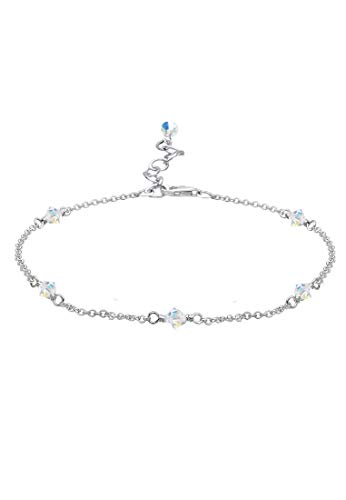 Elli Damen Schmuck Fußschmuck Fußkettchen Klassiker Silber 925 Swarovski® Kristalle Weiß Länge 25 cm von Elli