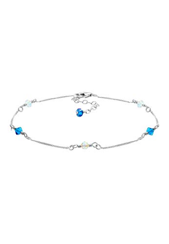 Elli Fußschmuck Damen Fußkettchen Basic mit Kristalle in 925 Sterling Silber von Elli