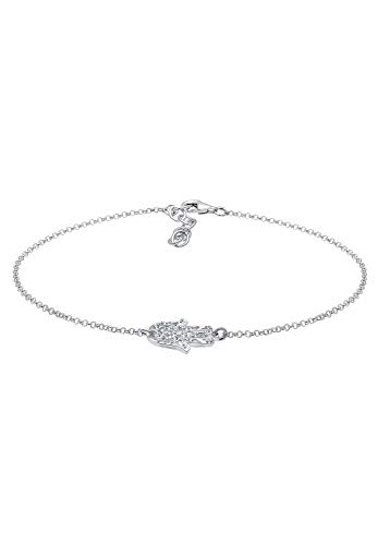Elli Fußschmuck Damen Fußkettchen Hamsa Hand mit Kristalle in 925 Sterling Silber von Elli
